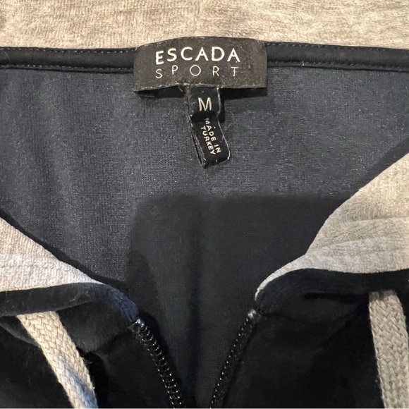 Escada Sport Woman Full Zip Hoodie Rib Hem Panel Sweater. - Picture 4 of 5